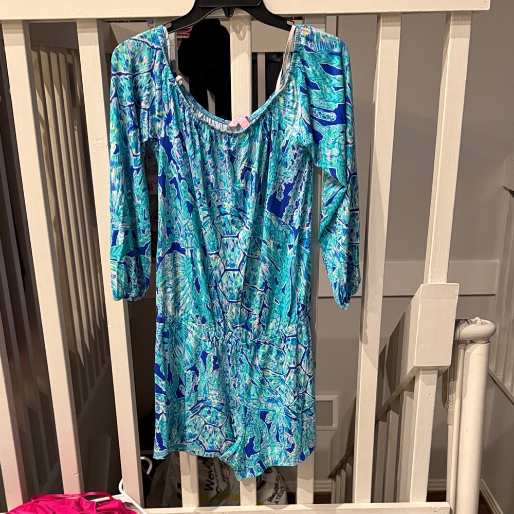 Lilly Pulitzer Lana Romper in the "Tortuga Time" prin